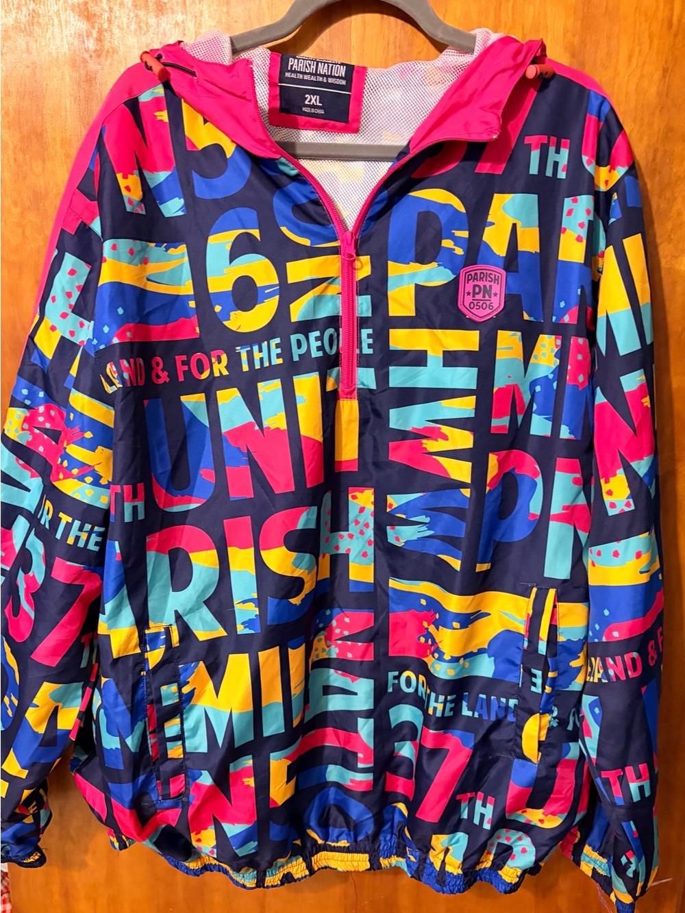Parish Nation Men's Colorblock Graphic Windbreaker Jacket - Navy/Multi